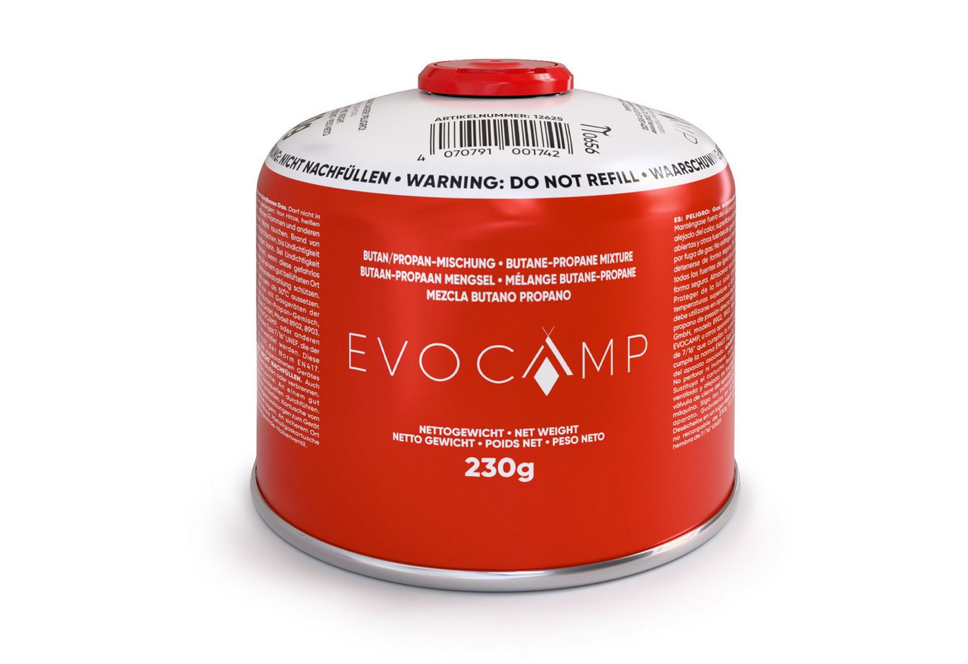 Evocamp Gaskartusche 1 Stück Butan Propan 230g EN 417 Schraubkartusche 7/16 Gewinde Sichere Kartusche mit Schraubventil Bild 5
