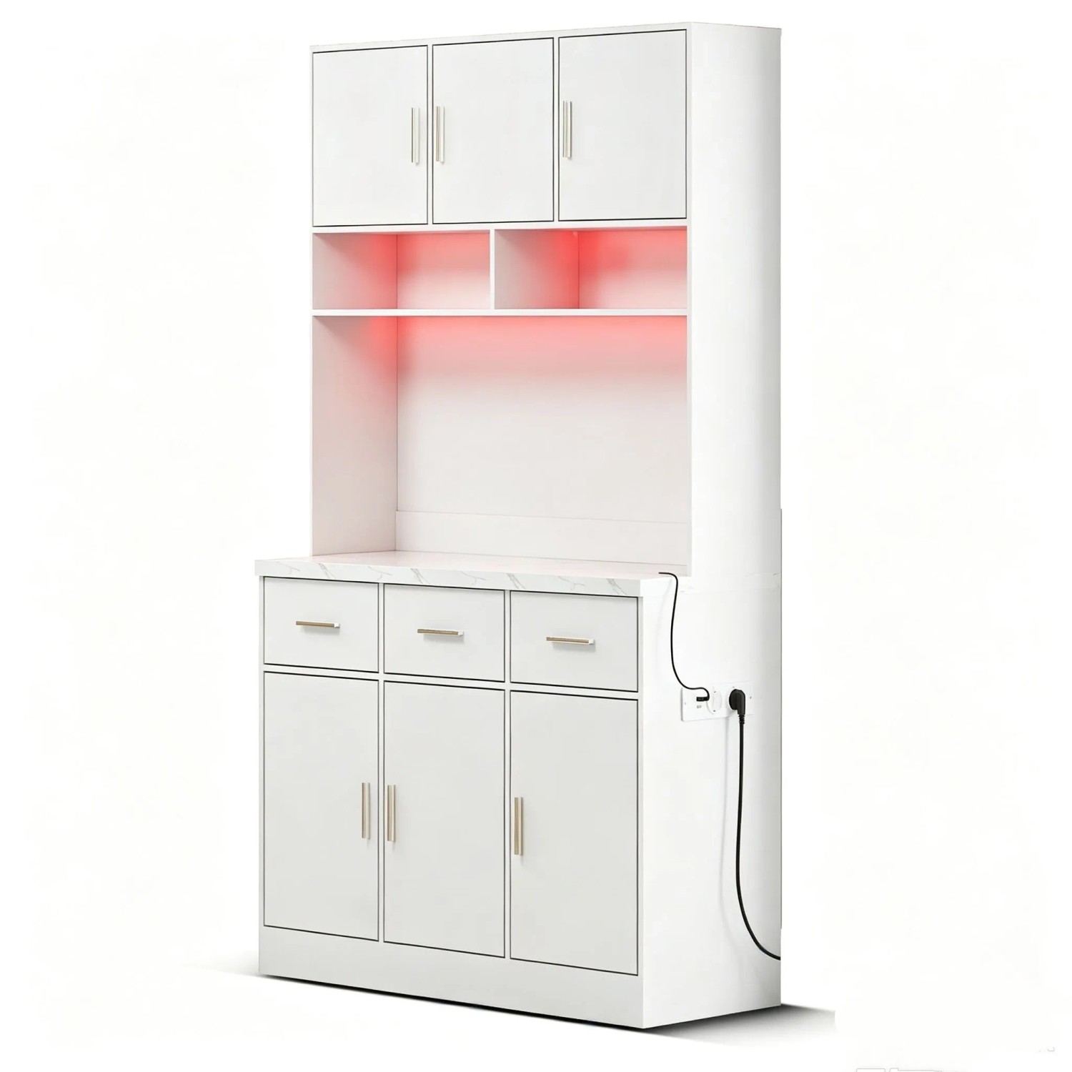 okwish Buffet mit LED Beleuchtung APP Steuerung Verstellbare Einlegeböden 100x40x180cm Weiß