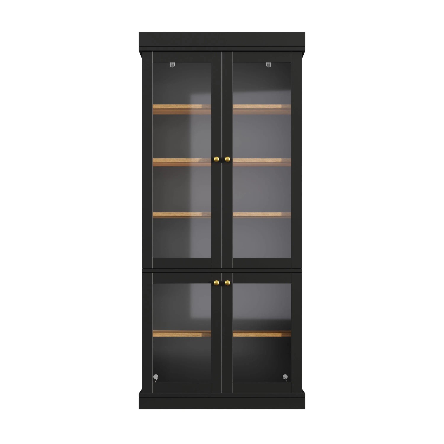 Merax Standhochschrank LED Glasvitrine Kippschutz Schwarz