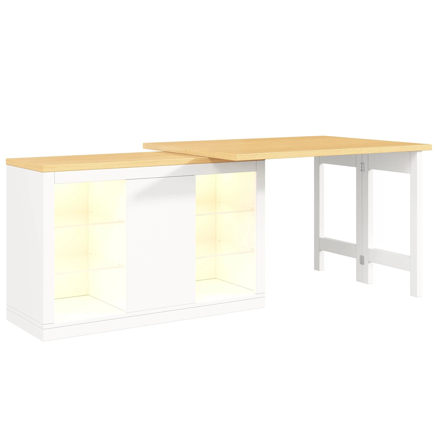 Merax Kücheninsel 120-197cm LED RGB Drehbar Weiß Schwarz