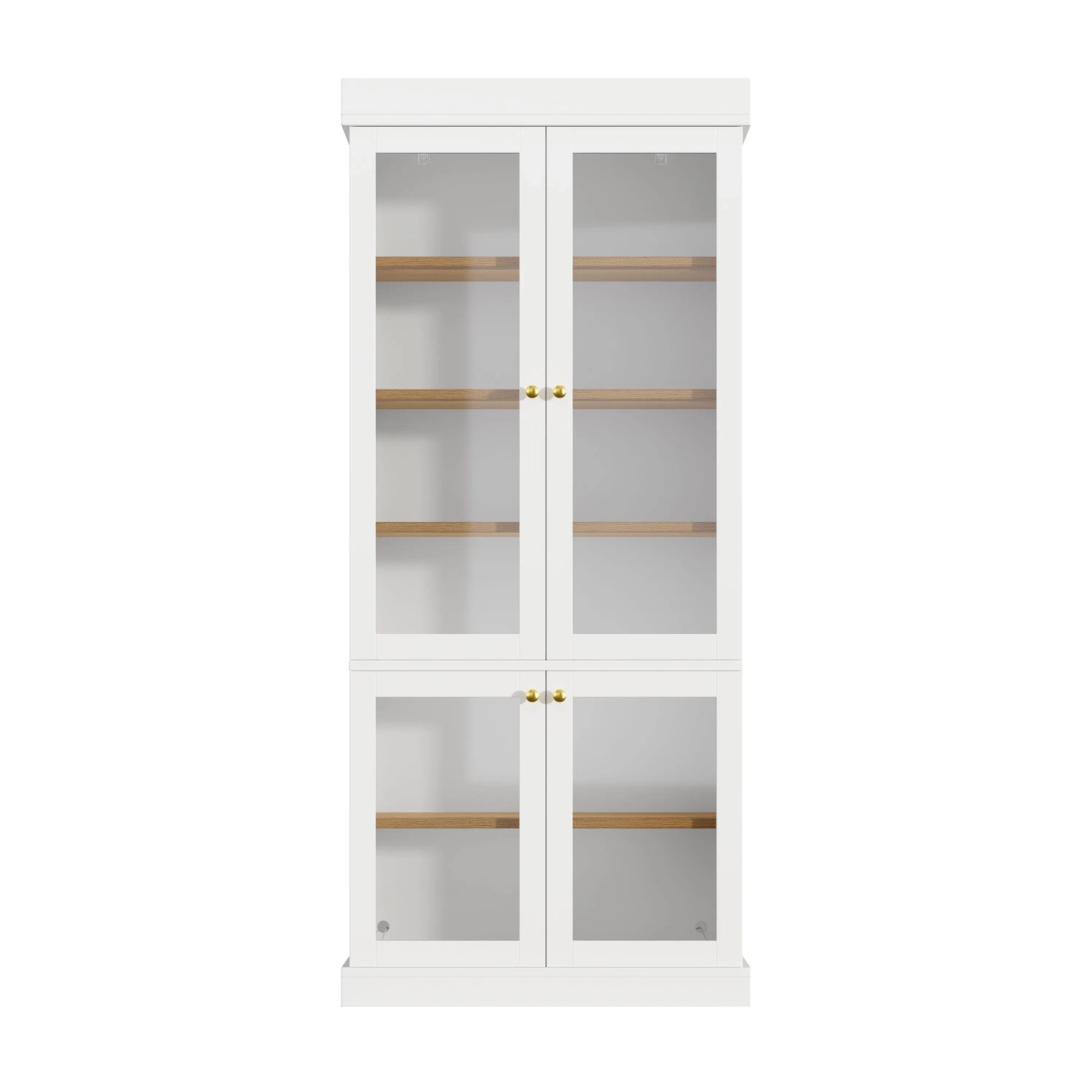 Merax Standhochschrank LED Glasvitrine Kippschutz Weiß