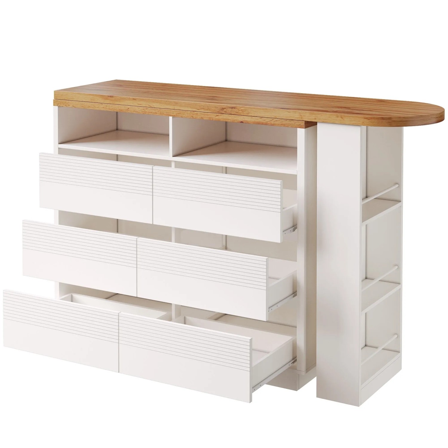 Merax Bartisch 137-215x39x102,3cm Ausziehbar Stauraum Schwarz