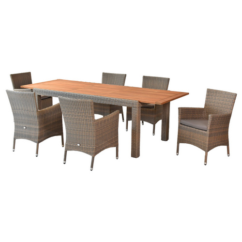 Merxx Teneriffa Set 13-tlg. 6 Sessel 6 Sitzkissen Gartentisch 180(240)x100 cm Bild 3