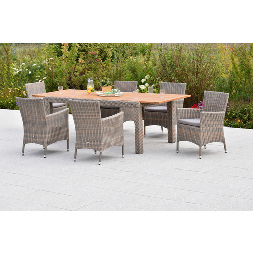 Merxx Teneriffa Set 13-tlg. 6 Sessel 6 Sitzkissen Gartentisch 180(240)x100 cm Bild 4