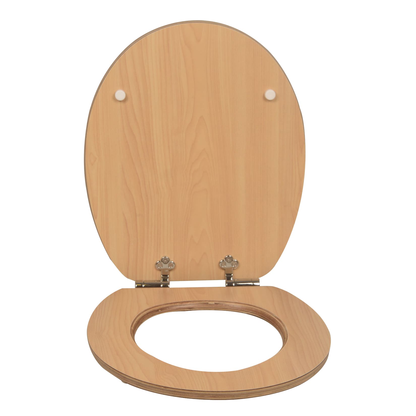 sanicomfort WC Sitz Beech matt lackiert , MDF Holzkern, mit Absenkautomatik, Toilettensitz mit Klodecken, Klobrille und Deckel, verchromte Metallscharniere, einfache Montage