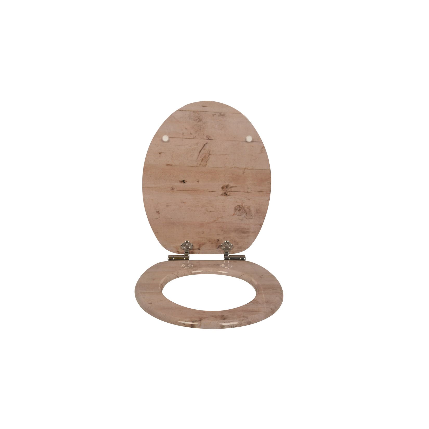 sanicomfort WC Sitz Wood light , MDF Holzkern, mit Absenkautomatik, Toilettensitz mit Klodecken, Klobrille und Deckel, verchromte Metallscharniere, einfache Montage
