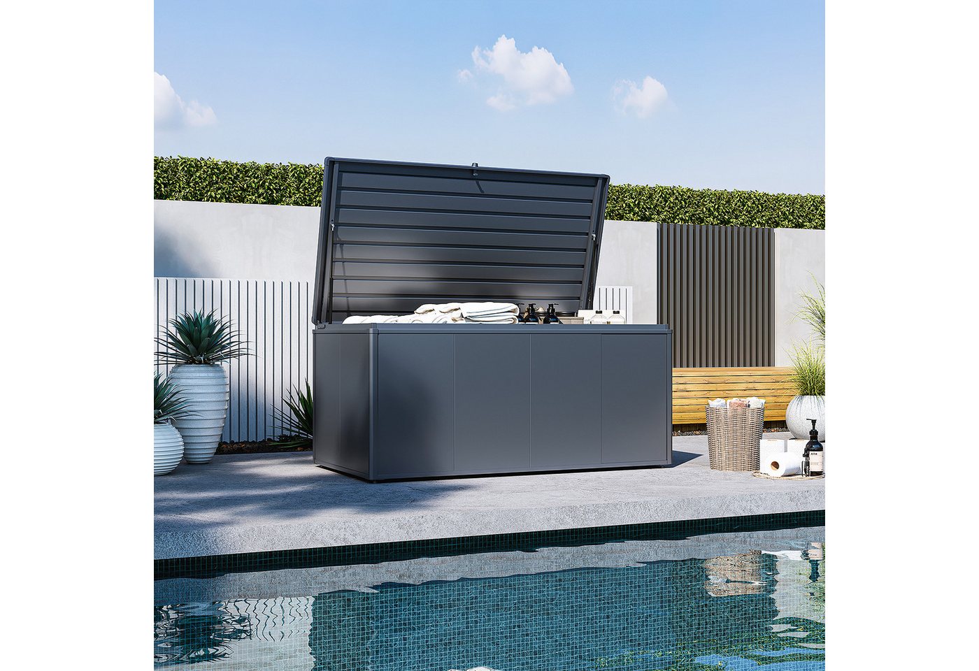 Weide Noble Gartenbox 1400 L Aufbewahrungsbox aus Stahl Anthrazit Bild 2