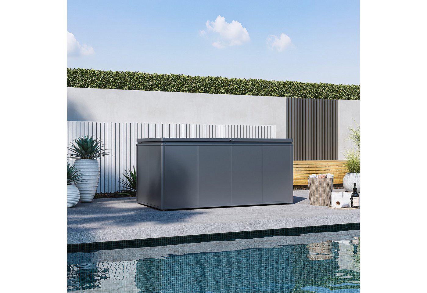 Weide Noble Gartenbox 1400 L Aufbewahrungsbox aus Stahl Anthrazit Bild 3
