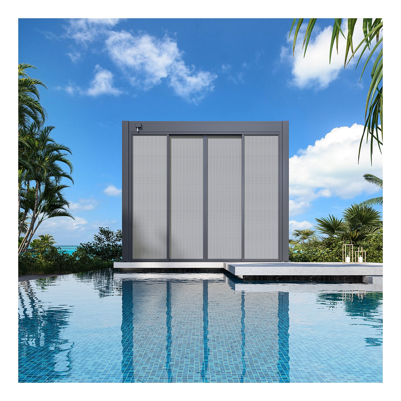 Weide Slim Frame Schiebepaneel Textil anthrazit für Pergola3.0 Meter Anthrazit