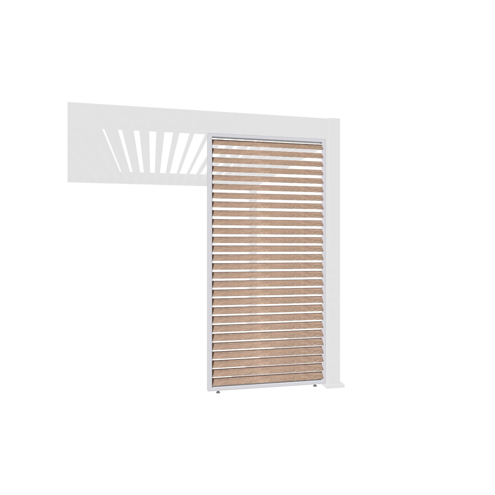 Weide Lamellenwand Holzoptik weiß Aluminium als Pergola Sichtschutz1.13 Meter