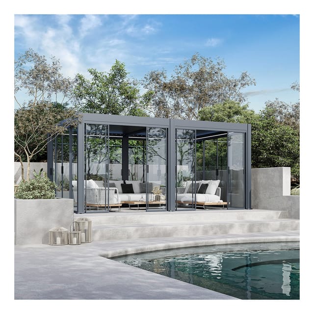 Weide Slim Frame Schiebepaneel Glas anthrazit für Pergola2.65 Meter Anthrazit