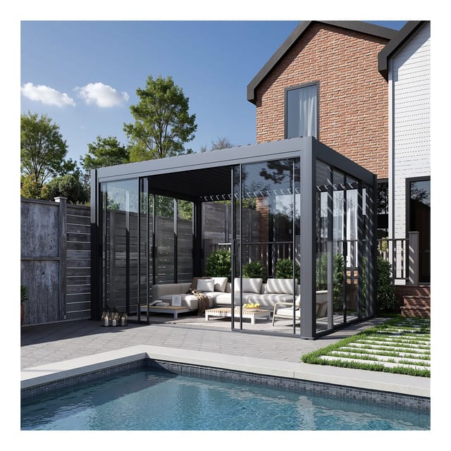 Weide Slim Frame Schiebepaneel Glas anthrazit für Pergola4 Meter Anthrazit