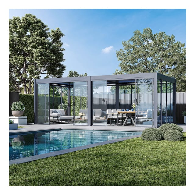 Weide Slim Frame Schiebepaneel Glas anthrazit für Pergola3.6 Meter Anthrazit