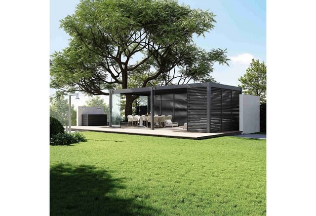 Weide Lamellenwand horizontal anthrazit Aluminium als Pergola Sichtschutz0.83 Meter