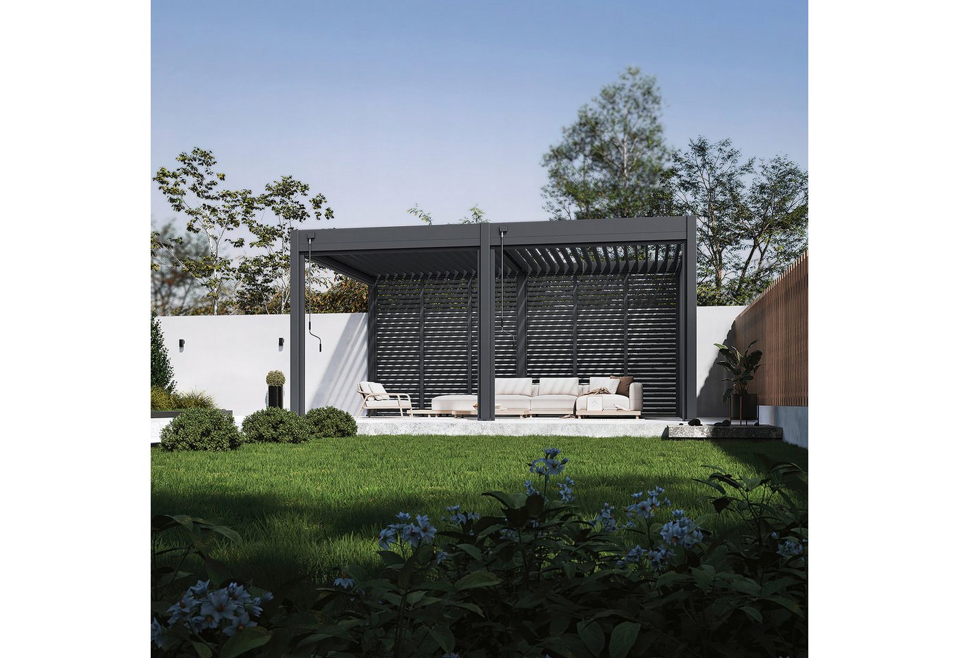Weide Lamellenwand horizontal anthrazit Aluminium als Pergola Sichtschutz0.83 Meter Bild 3
