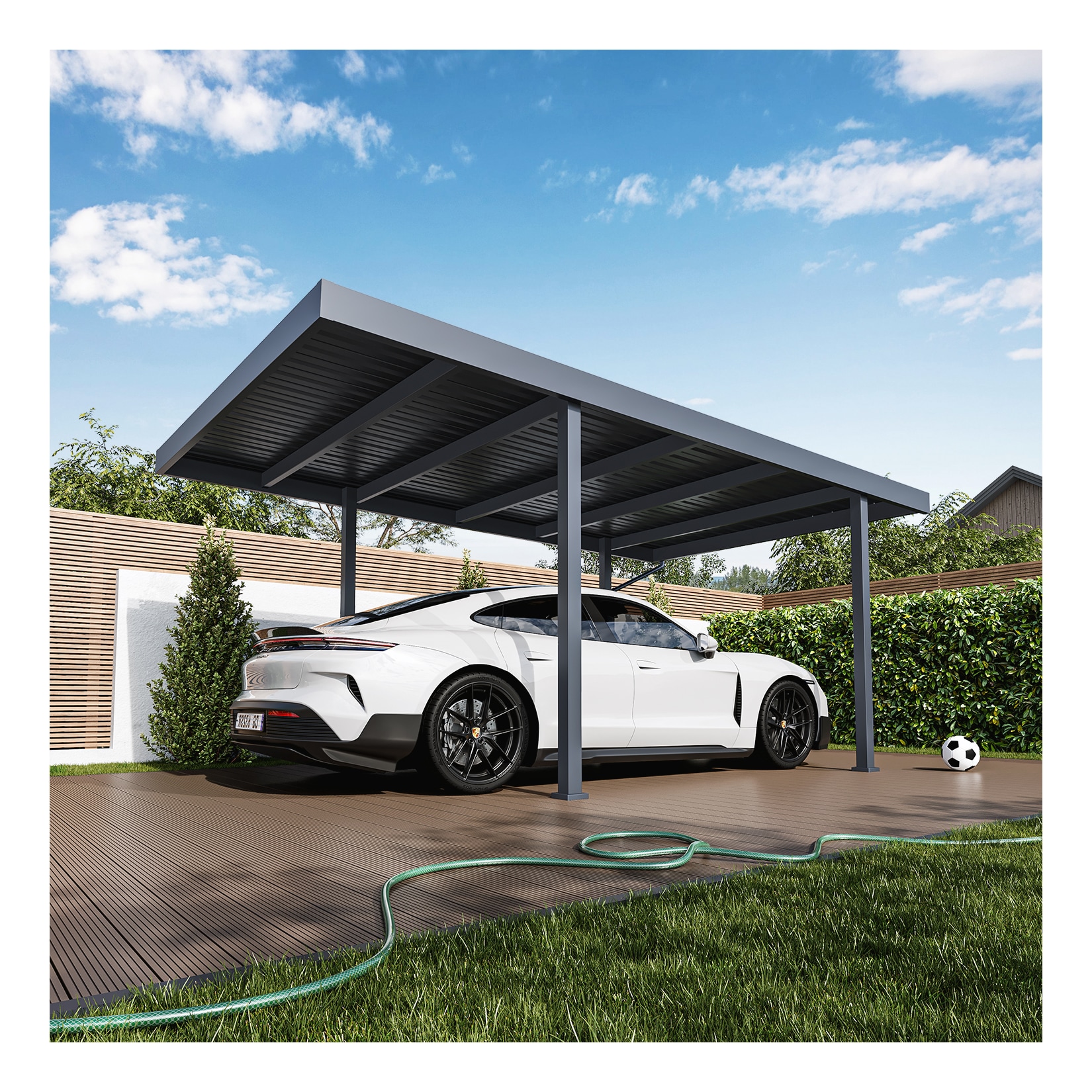 Weide Metta Stahl Carport – freistehend mit Pultdach 3,2 x 5,5 m AnthrazitAnthrazit 3.2 x 5.5 Meter