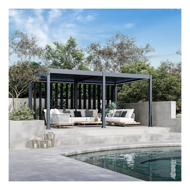 Weide Pergola Sichtschutzwand 2,65m mit kippbaren Lamellen anthrazit2.65 Meter Anthrazit