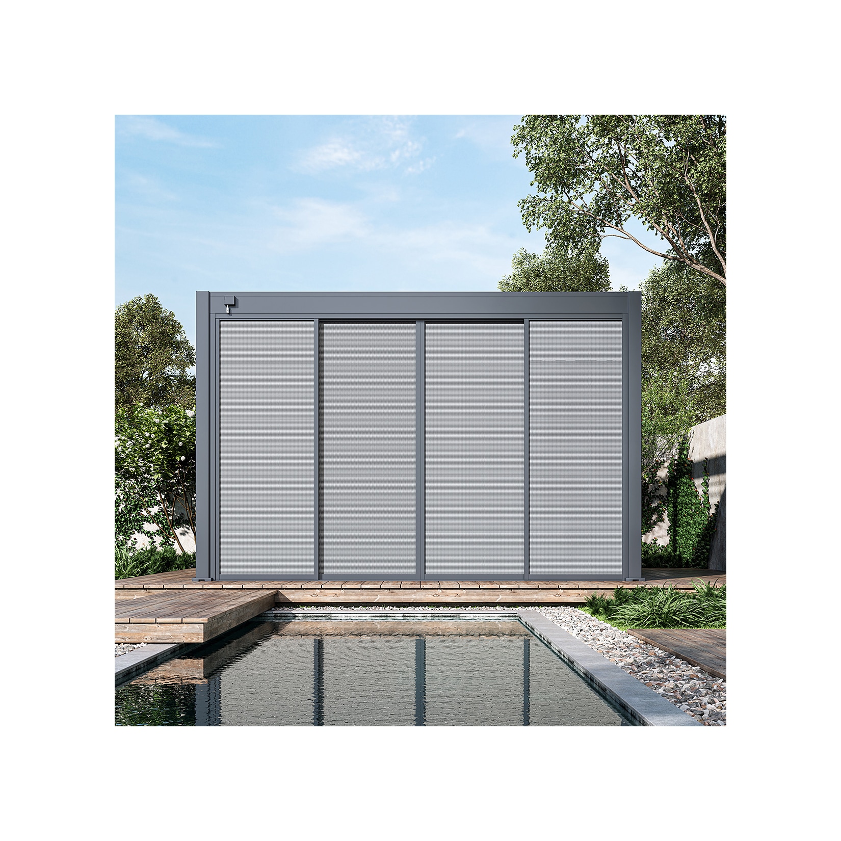 Weide Slim Frame Schiebepaneel Textil anthrazit für Pergola4 Meter Anthrazit