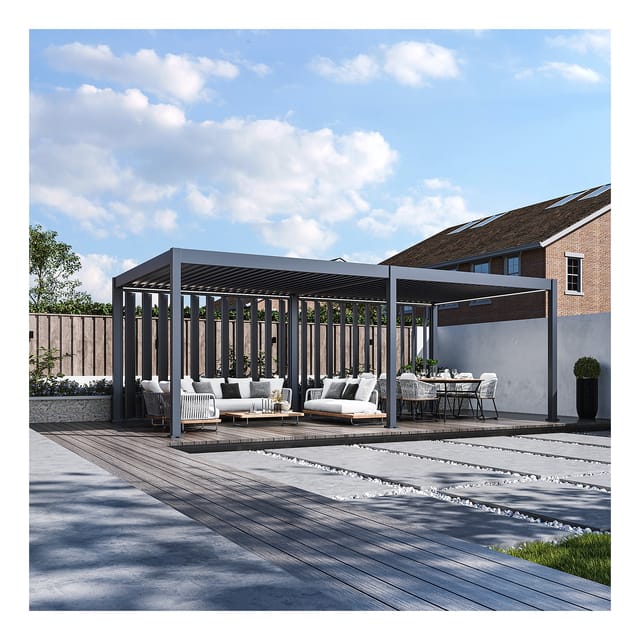 Weide Pergola Sichtschutzwand 3,6m mit kippbaren Lamellen anthrazit3.6 Meter Anthrazit