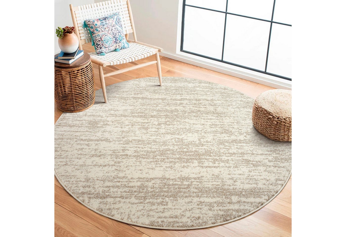 Sanat Teppich Oslo, auch als Läufer und in Rund, rund, Höhe: 10 mm, meliert robuster Kurzflor, Wohnzimmer, Schlafzimmer, auch als Läufer Bild 4