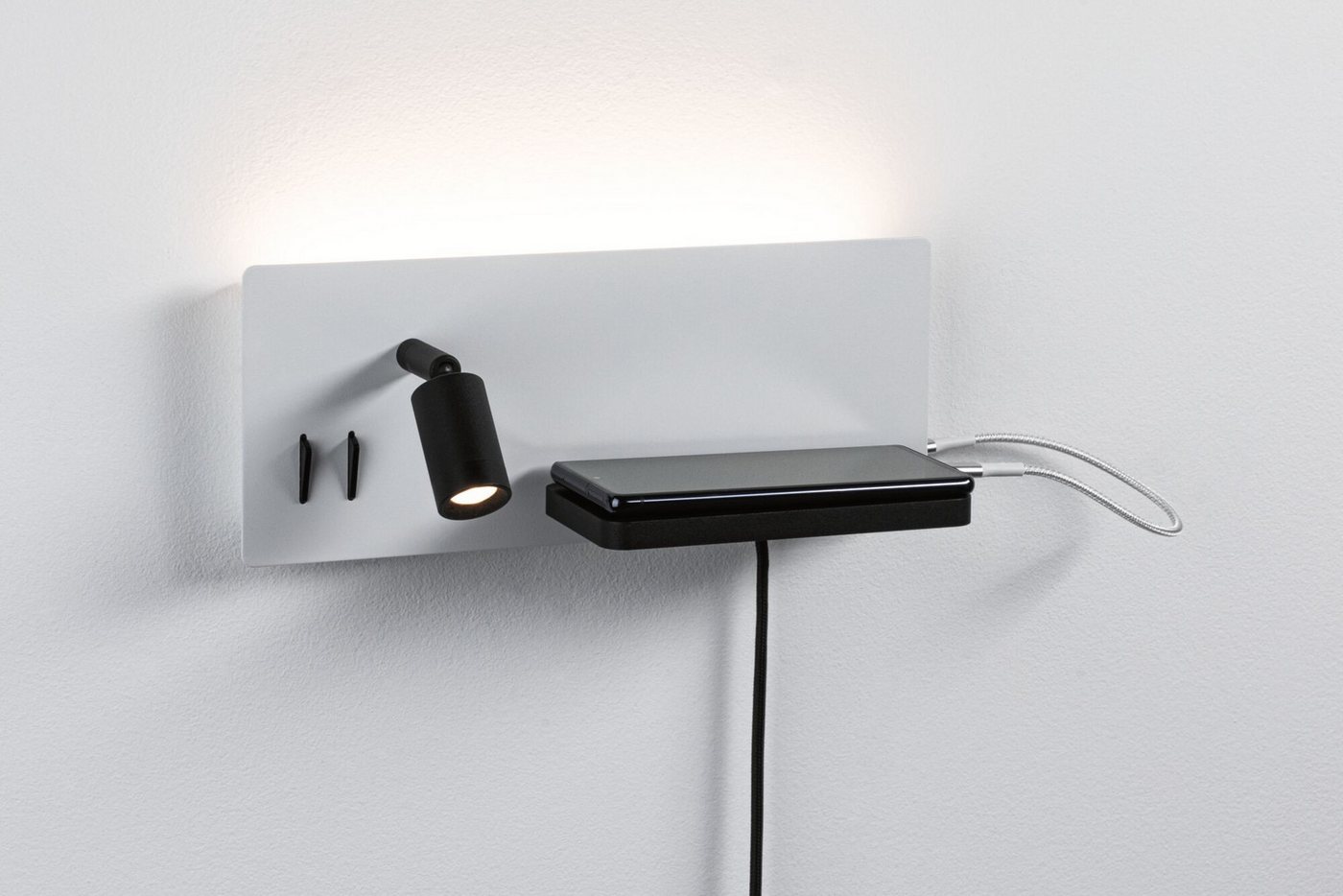 Paulmann LED Wandleuchte Serra 2700K 650lm / 200lm 230V 5,5 / 1x2,6W, LED fest integriert, Warmweiß, Bettleuchte, USB C, dimmbar Bild 5