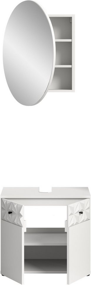 welltime Badezimmer-Set VICENZA, Breite 60cm, 2-teilig, mit Ornamentabsetzung, (best. aus: Waschbeckenunterschrank und Spiegelschrank), Waschbeckenunterschrank und Spiegelschrank Bild 5
