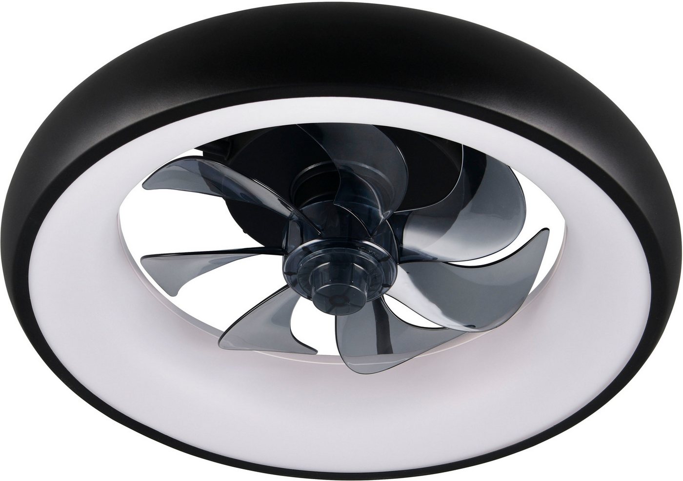 Reality Leuchten LED Deckenleuchte MUONIO mit Ventilator, Deckenventilator mit Licht, 20W LED CCT Ø 40cm, CCT - über Fernbedienung, Dimmfunktion, Fernbedienung, Infrarot inkl., Memoryfunktion, Nachtlichtfunktion, Timerfunktion, Ventilatorfunktion, getrennt schaltbar, LED fest integriert, Farbwechsler, warmweiß - kaltweiß, Fernbedienung 3 Geschwindigkeiten Timer Vor- & Rücklauf dimmbar Bild 2