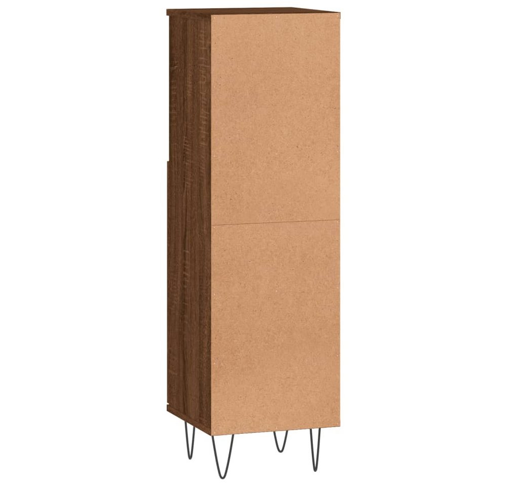 furnicato Badkommode Badezimmerschrank 30x30x100 cm Braun Massivholz Optik mit Eisenfüßen (1 St), Feuchtigkeitsbeständiges Badregal mit Stauraum und Wandhalterung Bild 5