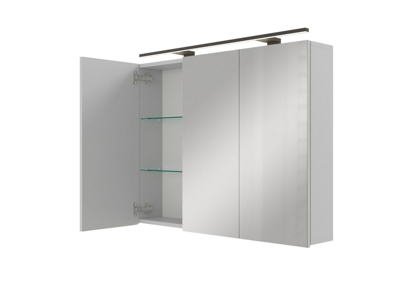 Planetmöbel Spiegelschrank ARIA Badschrank 90 cm mit Beleuchtung & Steckdose (Spiegelschrank Bad mit Beleuchtung 90 x 70 x 16 cm, 3-St., Badspiegelschrank 2-türig) Steckdose für Elektrogeräte, LED-Aufbauleuchte 80cm Bild 4