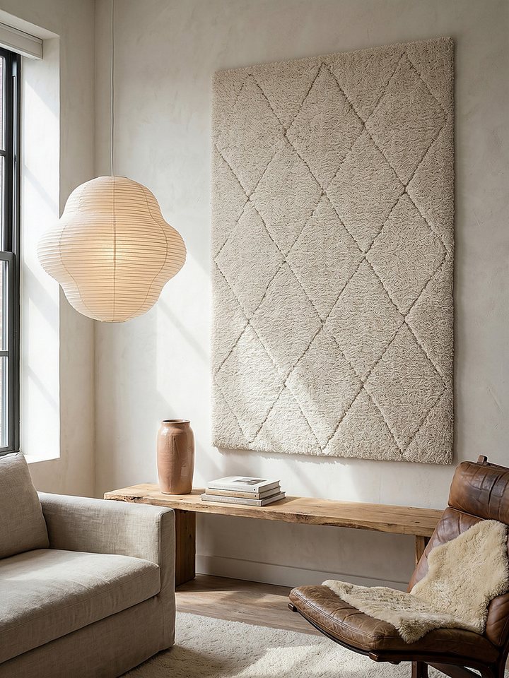 KADIMA DESIGN Teppich ATRIO Teppichläufer Creme 80x150 Berber Polypropylen Wohnraum, Läufer, Höhe: 31 mm, Fußbodenheizung geeignet, Strapazierfähig, Farbecht, Pflegeleicht