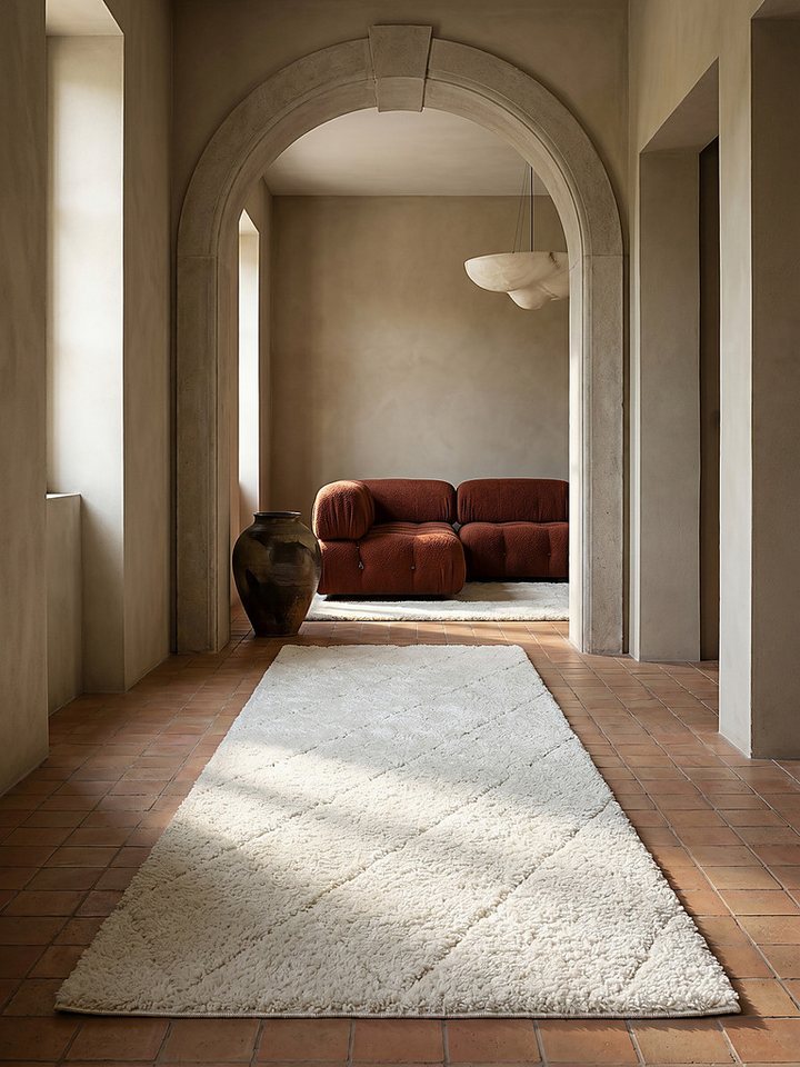 KADIMA DESIGN Teppich ATRIO Teppichläufer Creme 80x150 Berber Polypropylen Wohnraum, Läufer, Höhe: 31 mm, Fußbodenheizung geeignet, Strapazierfähig, Farbecht, Pflegeleicht Bild 3