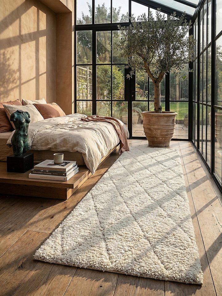 KADIMA DESIGN Teppich ATRIO Teppichläufer Creme 80x150 Berber Polypropylen Wohnraum, Läufer, Höhe: 31 mm, Fußbodenheizung geeignet, Strapazierfähig, Farbecht, Pflegeleicht Bild 4