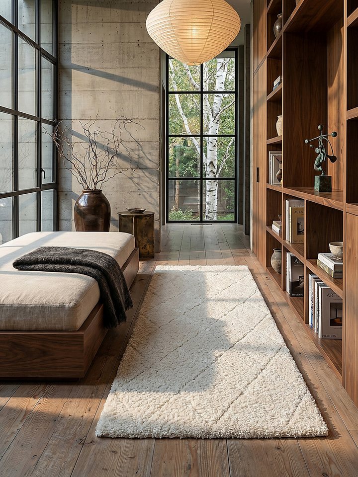 KADIMA DESIGN Teppich ATRIO Teppichläufer Creme 80x150 Berber Polypropylen Wohnraum, Läufer, Höhe: 31 mm, Fußbodenheizung geeignet, Strapazierfähig, Farbecht, Pflegeleicht Bild 5