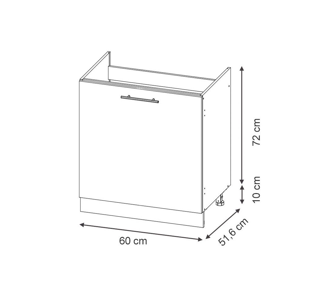 Vicco Unterschrank Fame-Line, Anthrazit Hochglanz/Anthrazit, 60 cm