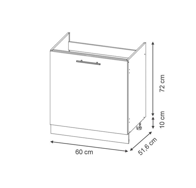 Vicco Unterschrank Fame-Line, Anthrazit Hochglanz/Anthrazit, 60 cm
