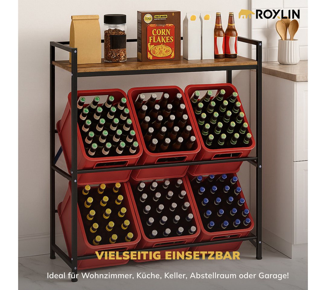 Roxlin Ablageregal Getränkekistenregal für 3/6 Kisten – Metallregal mit Ablage 300 kg, 6-tlg.