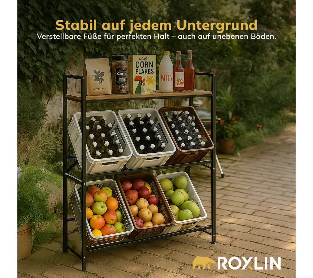 Roxlin Ablageregal Getränkekistenregal für 3/6 Kisten – Metallregal mit Ablage 300 kg, 6-tlg. Bild 5