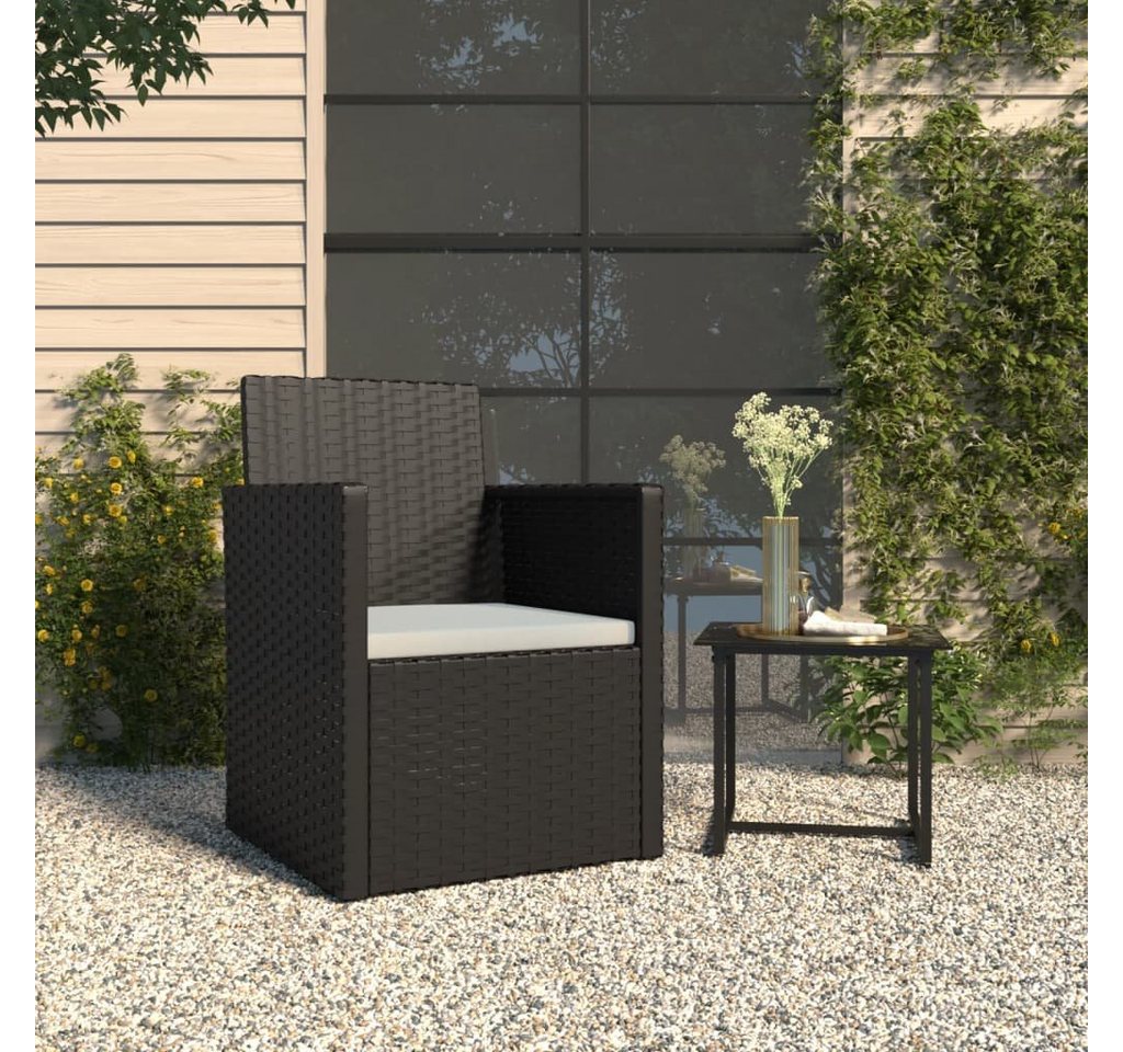 furnicato Gartensessel Schwarz mit Cremeweißem Kissen, 53x57x75 cm (1-St), Witterungsbeständige Sitzgruppe mit Polsterung und stabilem Rahmen Bild 3