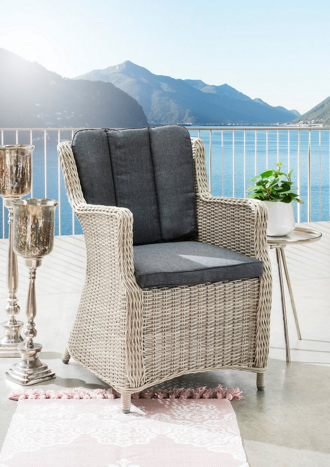 Destiny Garten-Essgruppe LUNA, Polyrattan, 4 Sessel, Tisch 165x90x75 cm, inkl. Auflagen Bild 2