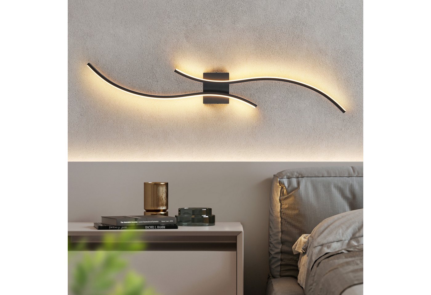 Nettlife LED Wandleuchte Innen Wohnzimmer 100CM Weiß 14W 3000K Modern Welle Design, LED fest integriert, Warmweiß, Wandbeleuchtung für Schlafzimmer Wohnzimmer Flur Treppenhaus Küche Bild 4