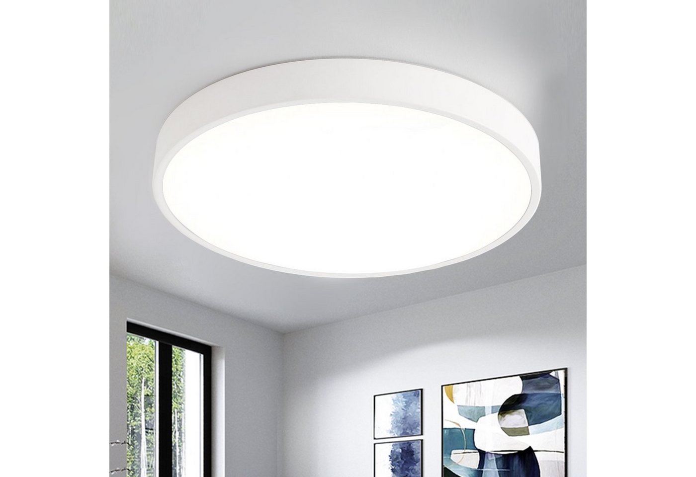 style home LED Deckenleuchte Modern Deckenlampe Wohnzimmer Schlafzimmer Büro, 36W-Warmweiß-Ø40cm, LED fest integriert, Warmweiß 3000K ohne Fernbedienung, 36W, Ø40*4cm, Runde Lampe für Wohnzimmer Schlafzimmer Küche,Schwarz Bild 4