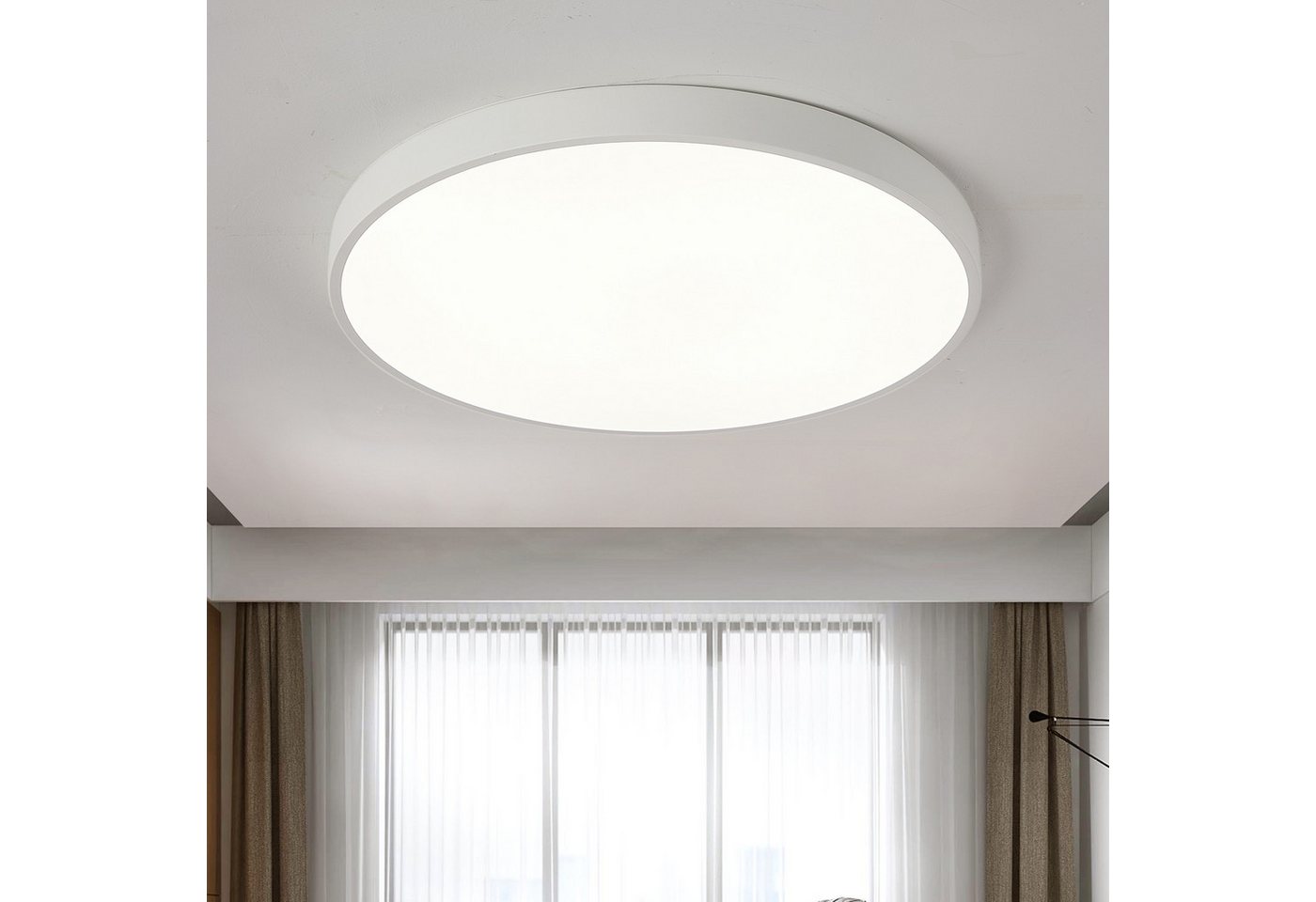 style home LED Deckenleuchte Modern Deckenlampe Wohnzimmer Schlafzimmer Büro, 12W-Warmweiß-Ø23cm, LED fest integriert, Warmweiß 3000K ohne Fernbedienung, 12W, Ø23*5cm, Runde Lampe für Küche Flur Diele, Weiß Bild 5