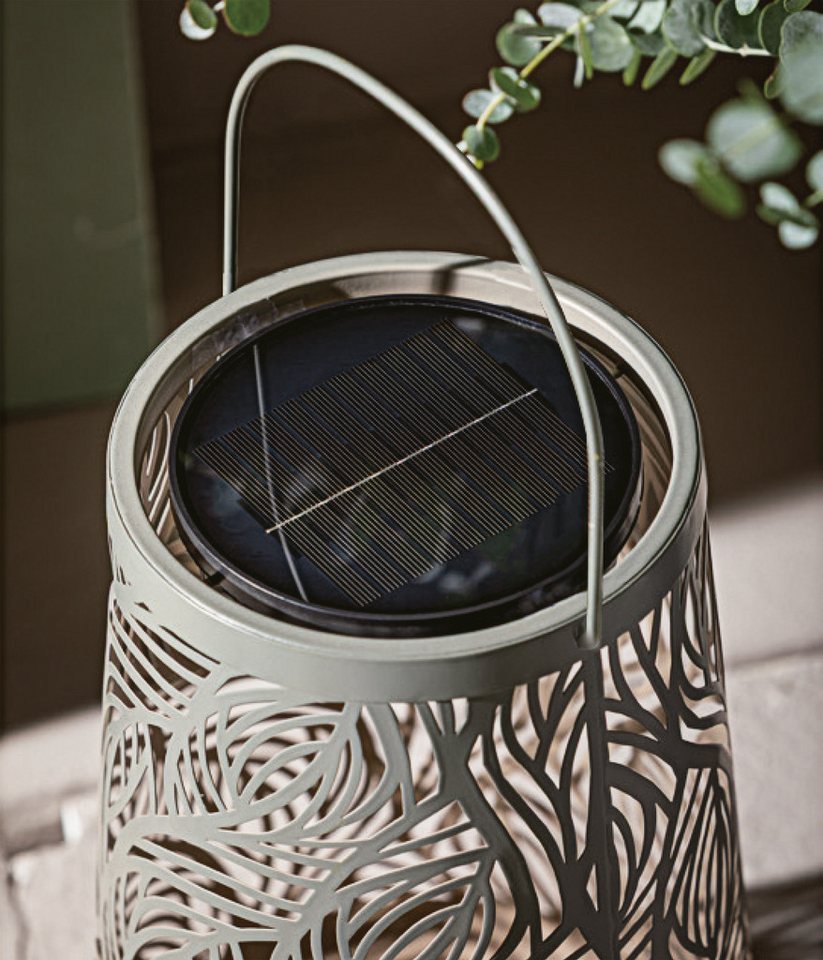 Dehner LED Solarleuchte Olea, Solar-Laterne, Ø20 x H32 cm, Metall & Kunststoff, Warmweiß, Dämmerungssensor, Solar