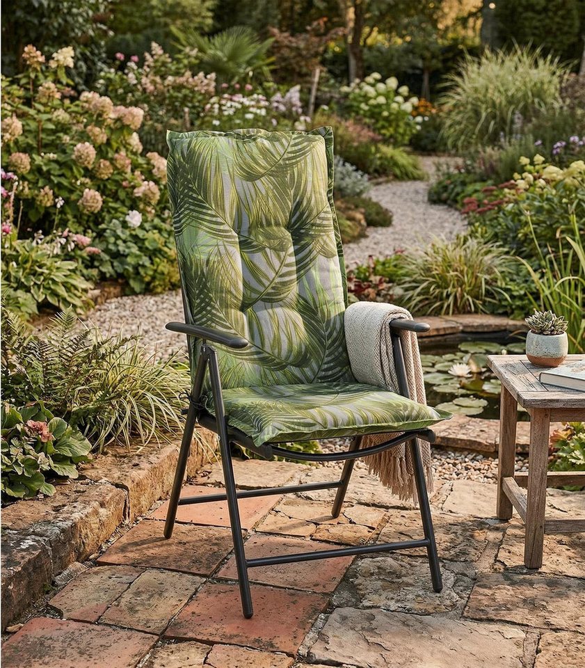 GO-DE Hochlehnerauflage LAKEVIEW, 50 x 120 cm, Grün, Baumwolle, Polyester, (4 St), Gartenstuhlauflage für Hochlehner Bild 2