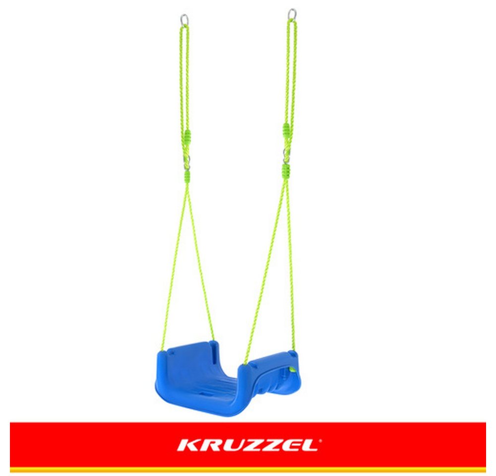 KRUZZEL Einzelschaukel 3-in-1 Kinderschaukel, bunt, an Seilen, für Haus und Garten, bis 30 kg, 3 Farben zur Auswahl & verstellbarer Rückenlehnengurt & rutschfest