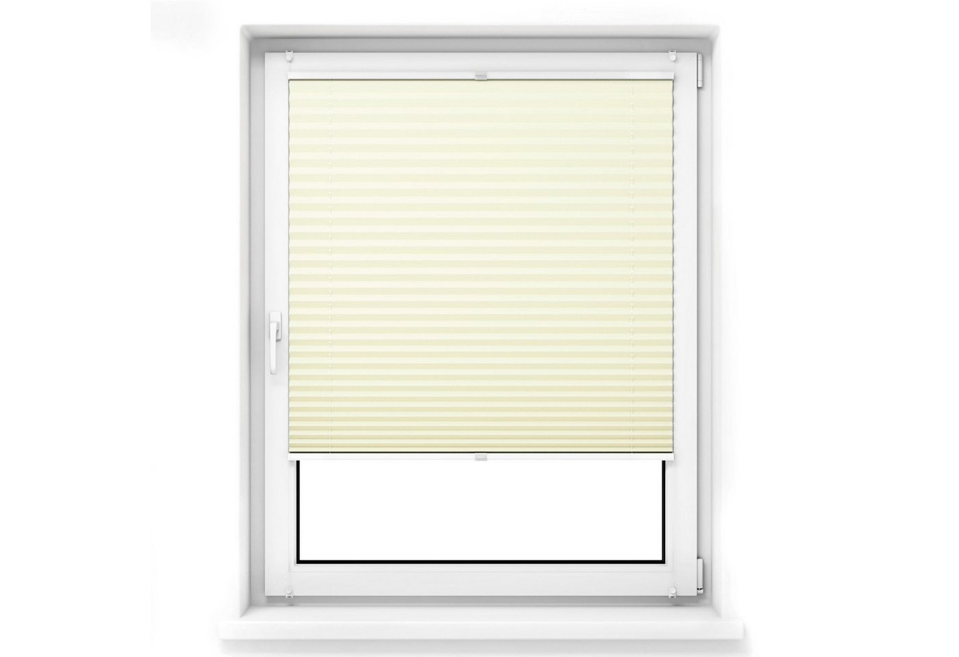 jalousiescout Plissee Pure Premium 30x110cm Creme Klemmfix ohne Bohren, halbtransparent, ohne Bohren, verspannt, Klemmfix, Polyester-Stoff, blickdicht und lichtdurchlässig Bild 4