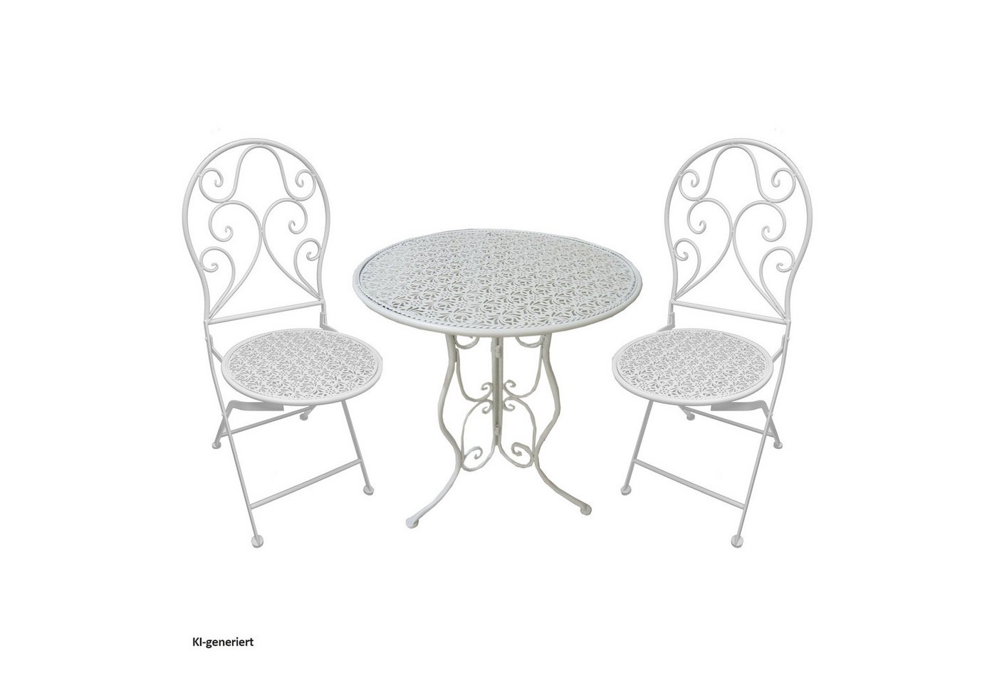 HTI-Living Küchentisch Essgruppe 3-teilig Lani Weiß (Set, 3-St., 1x Tisch, 2x Stühle), Sitzgruppe Metall Bild 2
