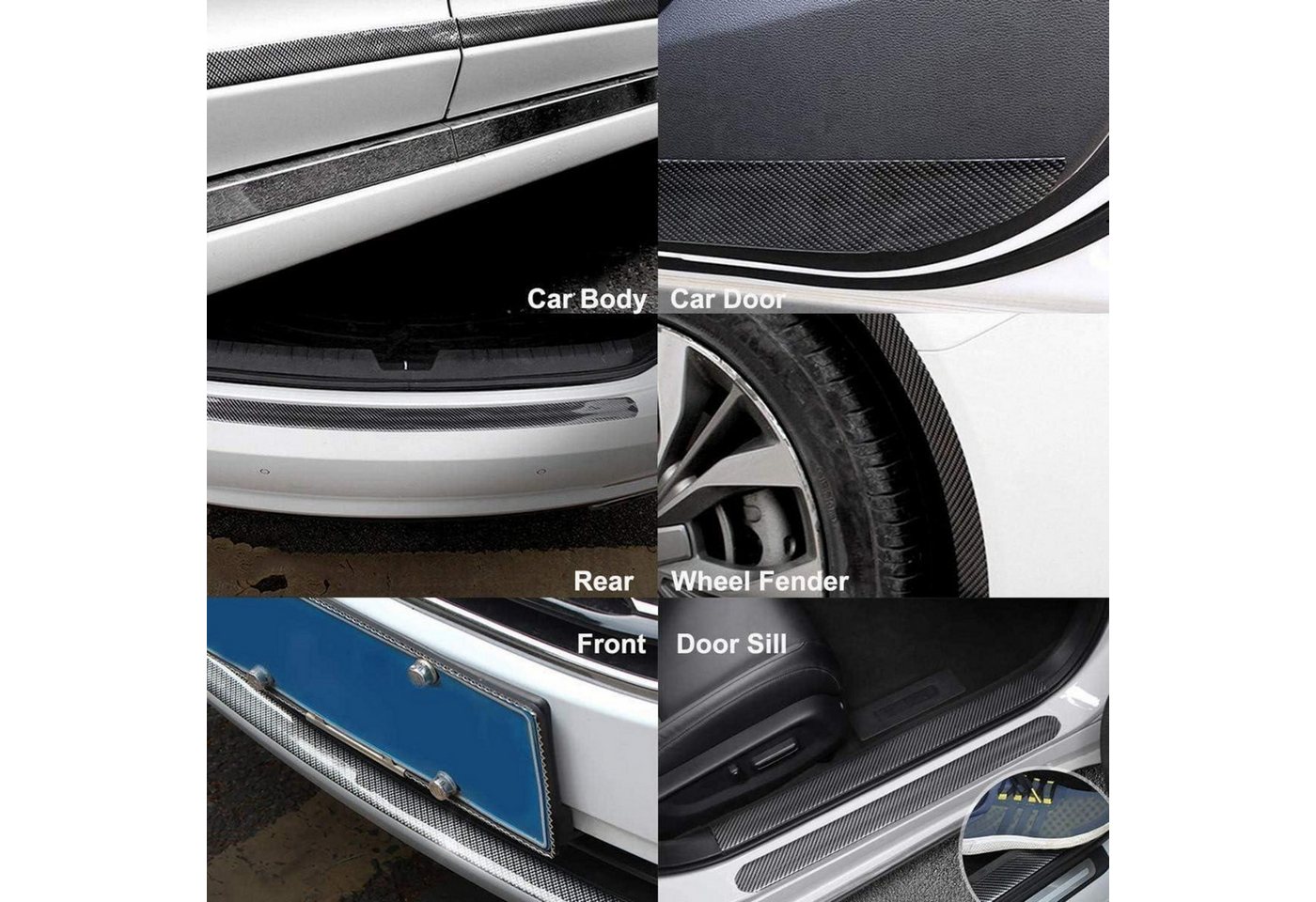 LuxusKollektion Zierleisten-Aufkleber Türschwellenaufkleber Auto Carbonfaser KOHLENFASER SCHWARZ 2,5M * 5CM Bild 2