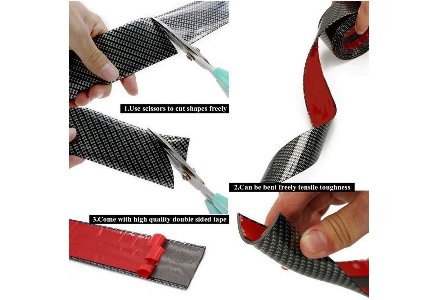 LuxusKollektion Zierleisten-Aufkleber Türschwellenaufkleber Auto Carbonfaser KOHLENFASER SCHWARZ 2,5M * 5CM Bild 3