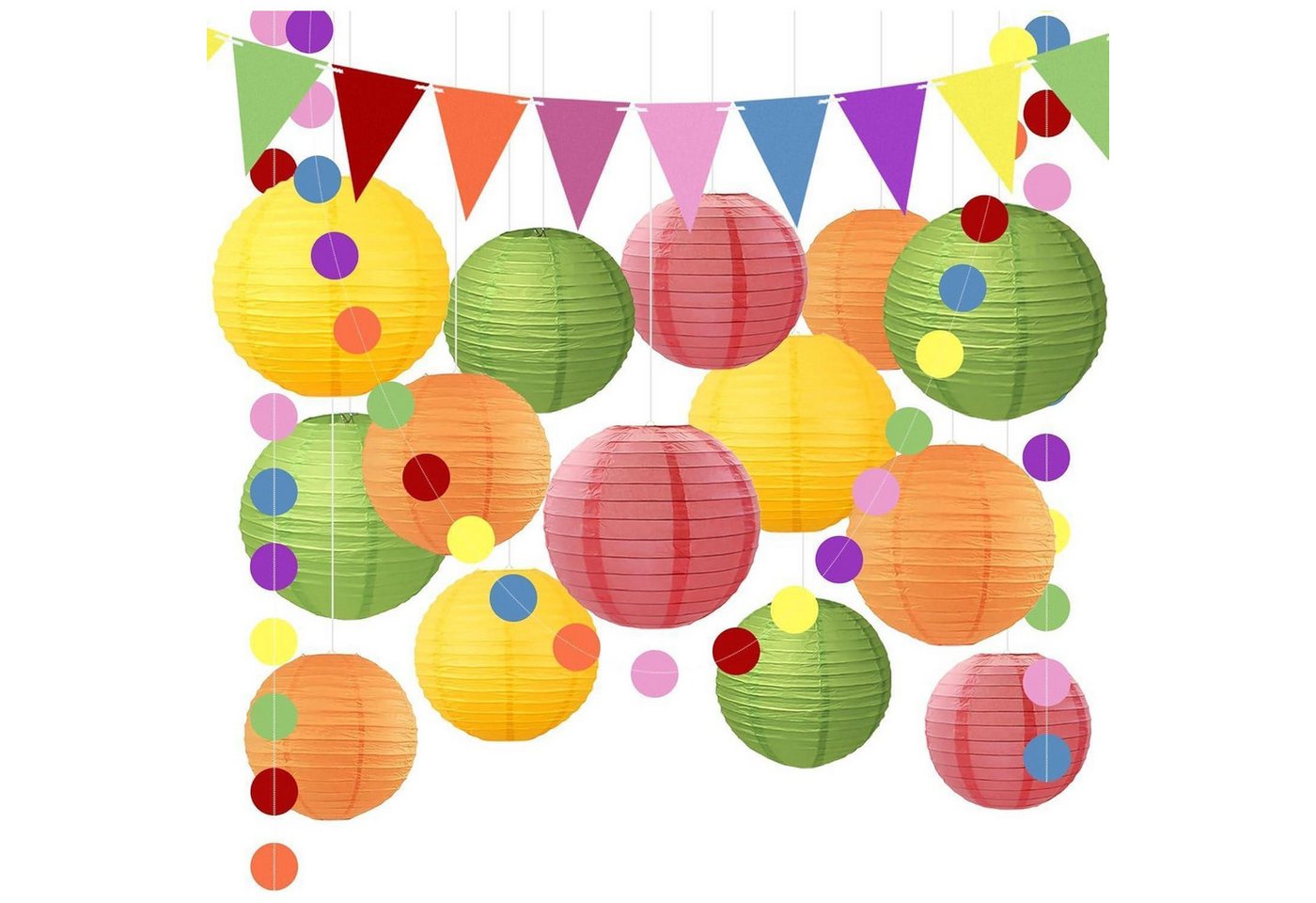 LuxusKollektion Papierlaterne Sommer Party Deko Papierlaterne Hawaii Gartenparty Lampion Gelb Orange